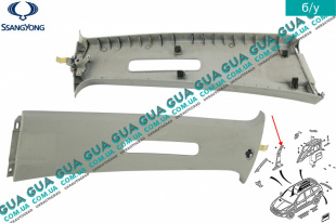 Внутренняя обшивка (молдинг ) накладка стойки средней левой верхняя часть SsangYong / САНГЙОНГ KYRON 2.0XDI (1998 куб.см.)