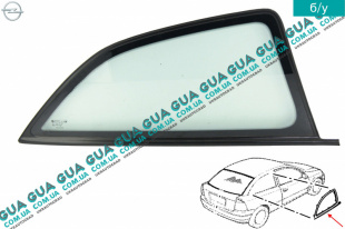 Стекло кузовное заднее правое ( комби ) Opel / ОПЕЛЬ ASTRA G 1998-2005 / АСТРА Ж 98-05 1.6 ( 1598 куб.см. )