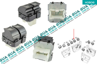 Кнопка стеклоподъемника стекла  левая ( 7 пинов )   