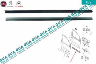  Уплотнитель стекла  передней двери ( внутренний / правый )   