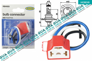 Патрон лампы / разъём керамический  для ламп H4 P43T / P45T 1шт ( 8.2А ) SsangYong / САНГЙОНГ KYRON 2.0XDI (1998 куб.см.)