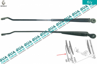 Щеткодержатель правый ( дворник, рычаг стеклоочистителя ) Renault / РЕНО CLIO II / КЛИО 2 1.9DTI (1870 куб.см.)