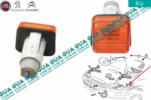  Указатель поворота боковой повторитель желтый ( поворотник ) Citroen / СИТРОЭН JUMPER 1994-2002 / ДЖАМПЕР 1 2.8 HDI (2799 куб.см.)