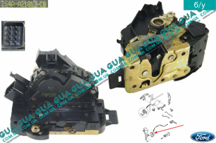 Замок двери передней левой электрический Ford / ФОРД FOCUS I 1998-2004 / ФОКУС 1 98-04 1.6 V16 (1596 куб. см.)