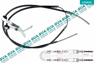 Трос ручного тормоза задний левый / правый L 2823/2x972+231мм c 91- Ford / ФОРД TRANSIT 1985-2000 / ТРАНЗИТ 85-00 2.5D (2496 куб.см.)