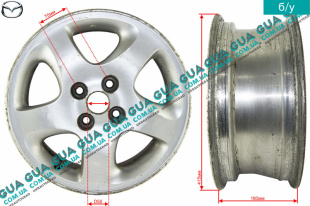 Диск колесный легкосплавный  R15 6JJX15 ET40 ( титановый ) Mazda / МАЗДА 323 F 1998-2004 2.0 TD (1998 куб.см.)
