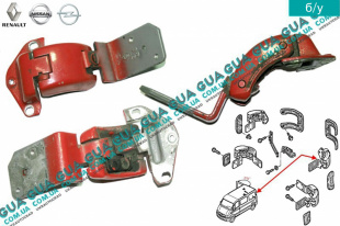 Петля верхняя ( открытие на 270  градусов ) задней левой двери ( навес ) Renault / РЕНО MASCOTT 2004-2010 / МАСКОТ 04-10 3.0TDI (2953 куб.см.)