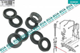 Уплотнительное кольцо форсунки  нижнее ( прокладка / сальник 1шт ) Volvo / ВОЛЬВО S40 II 1.6D (1560 куб.см.)