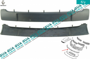 Накладка декоративная / молдинг / листва переднего бампера  Renault / РЕНО CLIO II / КЛИО 2 1.9DTI (1870 куб.см.)