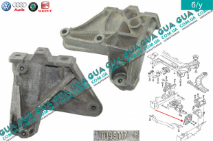Кронштейн ( опора ) двигателя левый Seat / СЕАТ TOLEDO II 1999-2006 2.3 V5 20V (2324 куб.см.)