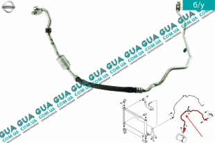 Трубка / патрубок кондиционера от компрессора к испарителю ( шланг ) Nissan / НИССАН ALMERA N16 / АЛЬМЭРА Н16 2.2 DCI ( 2184 куб.см.)