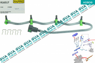 Трубка топливная обратки ( возвратка )  шланг форсунок 10- Ford / ФОРД FIESTA VI 2008-2017 / ФИЕСТА 4 1.5TDCI (1499куб.см.)