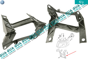 Кронштейн крепления левой фары VW / ВОЛЬКС ВАГЕН TRANSPORTER V 2003- / ТРАНСПОРТЕР 5 03- 2.0TDI (1968 куб.см.)