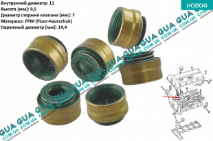 Сальник / уплотнительное кольцо клапана ( впуск / выпуск ) 1шт Ford / ФОРД ESCORT 1992-1995 / ЭСКОРТ 92-95 1.3 (1299 куб. см.)