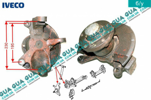 Поворотный кулак / цапфа левая с ступицей без ABS / АБС ( однокатковый / рессорная подвеска )   