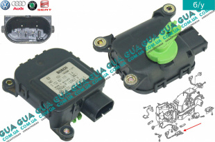 Привод заслонки печки (моторчик / сервопривод) Seat / СЕАТ LEON 1999-2006 1.8T (1781 куб.см.)