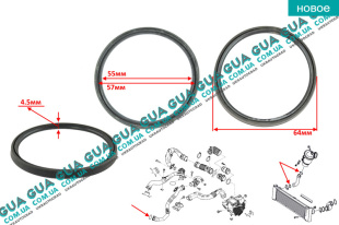 Уплотнительное кольцо  / сальник / прокладка патрубка интеркуллера ( турбины / турбокомпрессора ) 55x64x4,5мм   