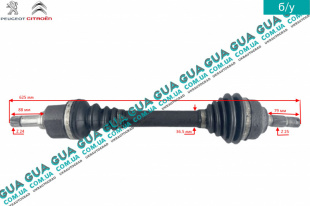Полуось передняя левая ( привод в зборе с шрусами ) 24/25   